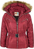 GIRLS PUFFER JACKET WITH DETACHABLE STYLISH HOODED - MAROON
